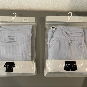 West Loop Women's Lounge Shirt & Shorts Set,  Size S/M Icy Blue, New